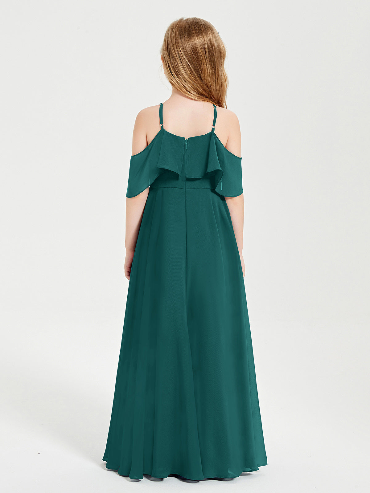 Off-the-Shoulder Long Dresses for Junior Bridesmaids Peacock